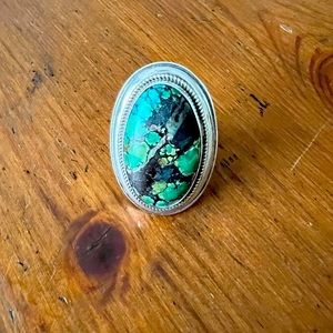 Silver and turquoise ring.